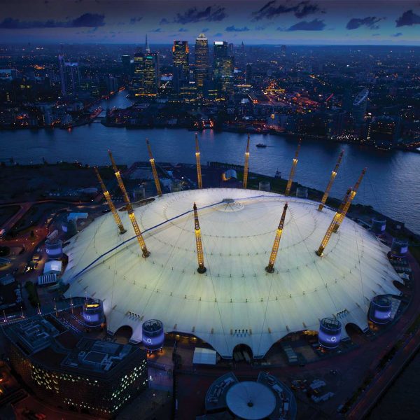 o2-aerial o2 arena night aerial